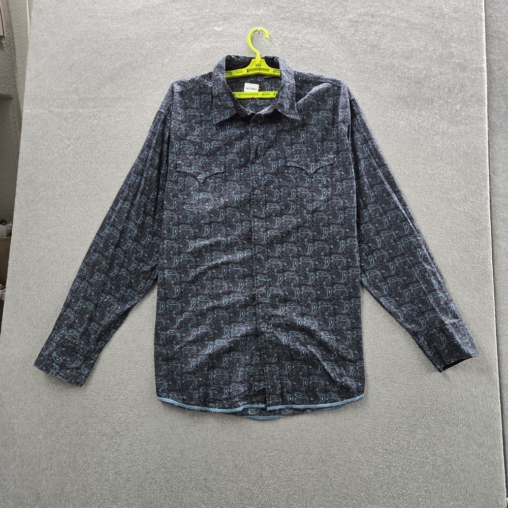 Roper Men Button Up Shirt 2XL Blue Paisley Western Long Sleeve Snap